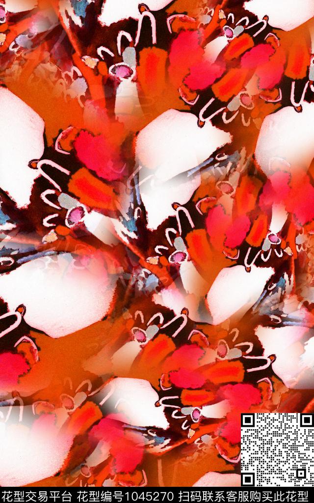 数码华亿平台抽象笔触数码印花华亿平台下载（图片编号: 1045270） - 瓦栏（Walan）