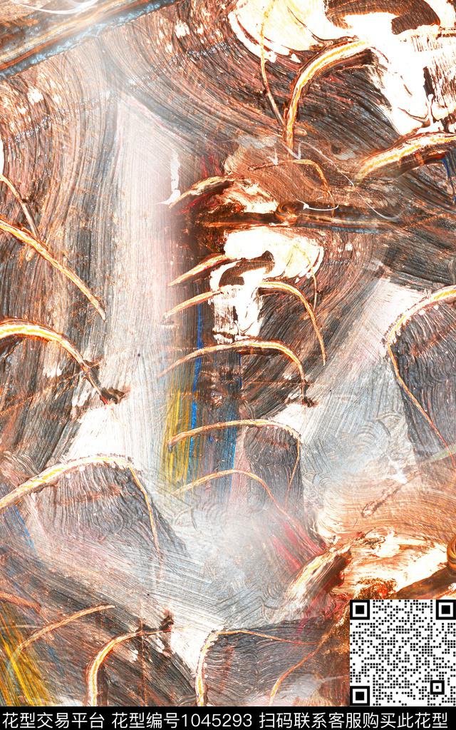 肌理抽象笔触数码印花华亿平台下载（图片编号: 1045293） - 瓦栏（Walan）