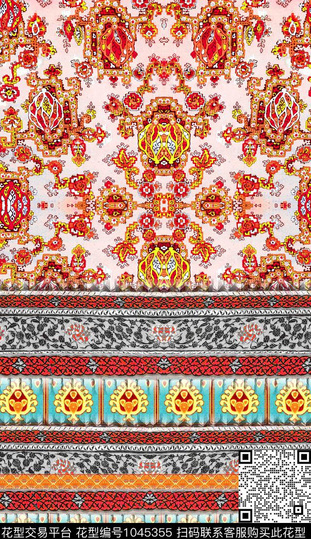 数码华亿平台民族风定位花数码印花华亿平台下载（图片编号: 1045355） - 瓦栏（Walan）