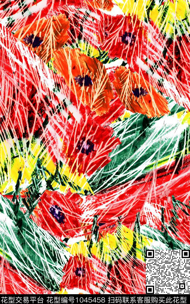 肌理笔触几何数码印花华亿平台下载（图片编号: 1045458） - 瓦栏（Walan）