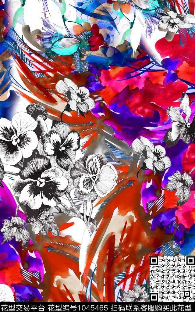 小碎花肌理笔触数码印花华亿平台下载（图片编号: 1045465） - 瓦栏（Walan）