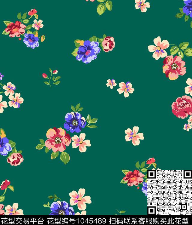 绘画花卉复古传统印花华亿平台下载（图片编号: 1045489） - 瓦栏（Walan）