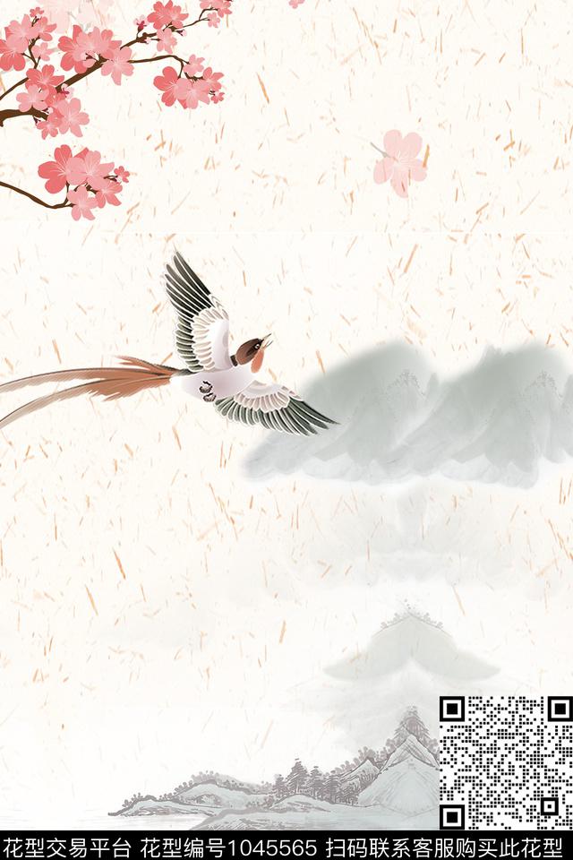 复古中国风水墨风数码印花华亿平台下载（图片编号: 1045565） - 瓦栏（Walan）