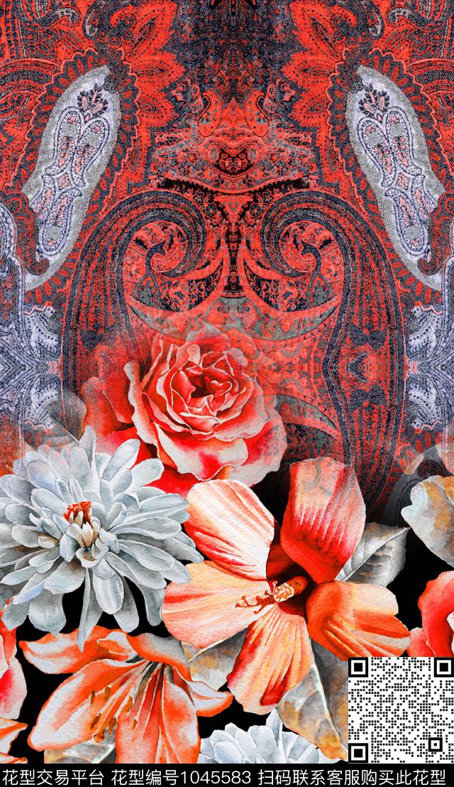 民族风定位花花卉数码印花华亿平台下载（图片编号: 1045583） - 瓦栏（Walan）