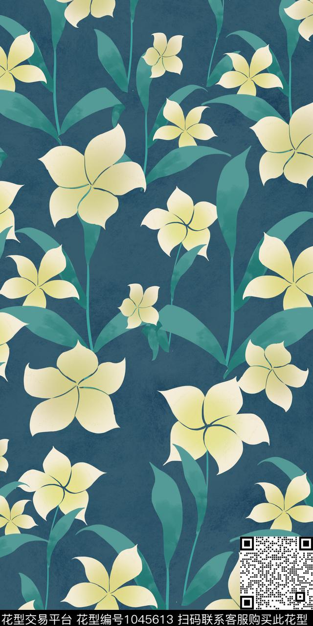数码华亿平台水彩花卉女装数码印花华亿平台下载（图片编号: 1045613） - 瓦栏（Walan）