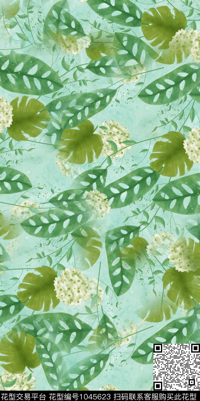 水彩花卉花卉女装数码印花华亿平台下载（图片编号: 1045623） - 瓦栏（Walan）