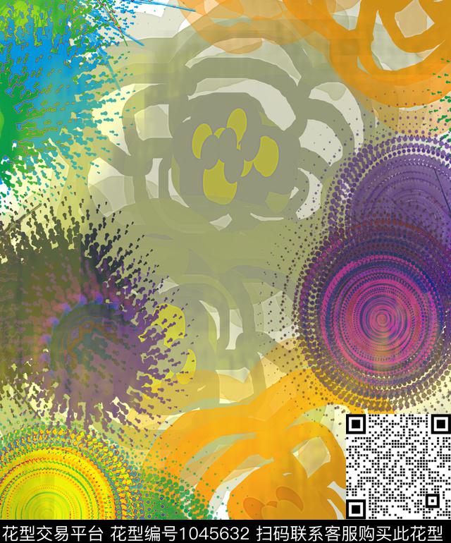 抽象几何混合拼接数码印花华亿平台下载（图片编号: 1045632） - 瓦栏（Walan）