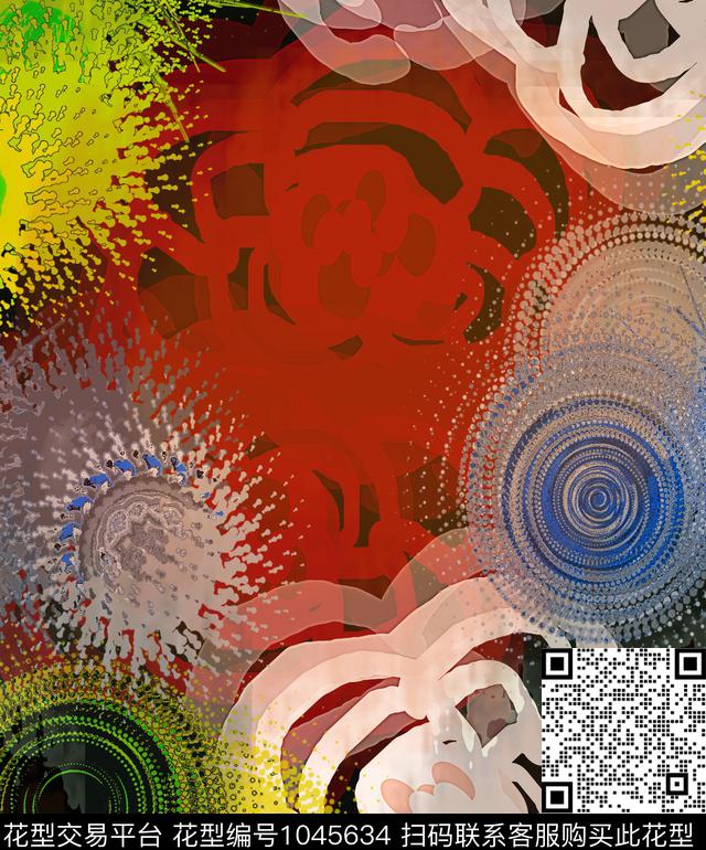 抽象几何混合拼接数码印花华亿平台下载（图片编号: 1045634） - 瓦栏（Walan）