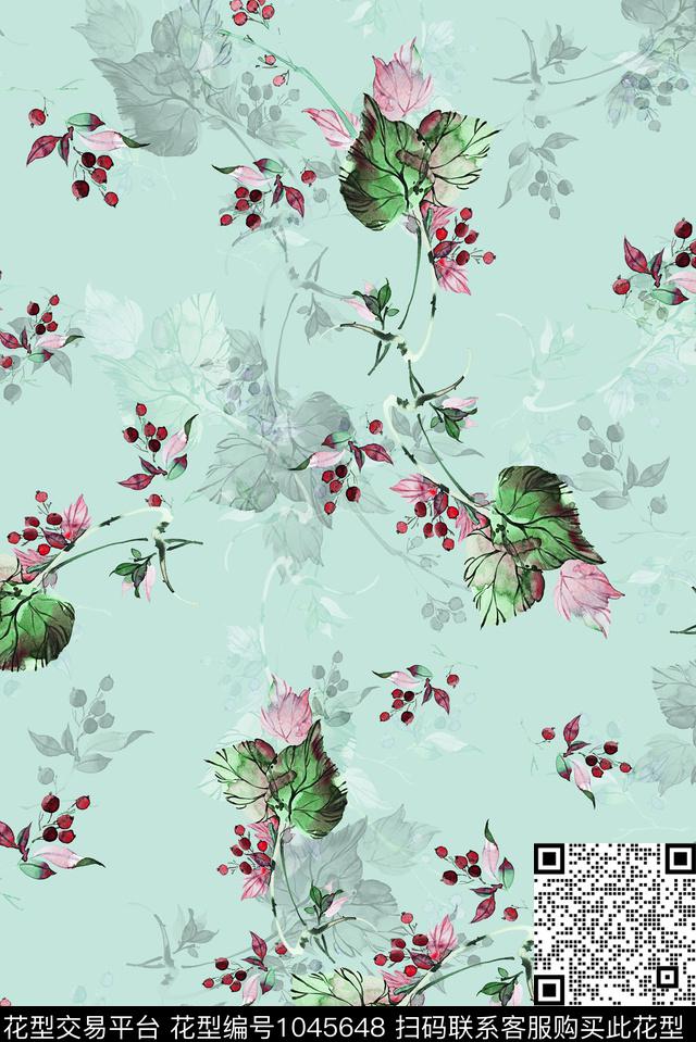 花卉水彩花卉手绘花卉数码印花华亿平台下载（图片编号: 1045648） - 瓦栏（Walan）