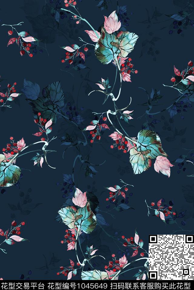花卉水彩花卉手绘花卉数码印花华亿平台下载（图片编号: 1045649） - 瓦栏（Walan）