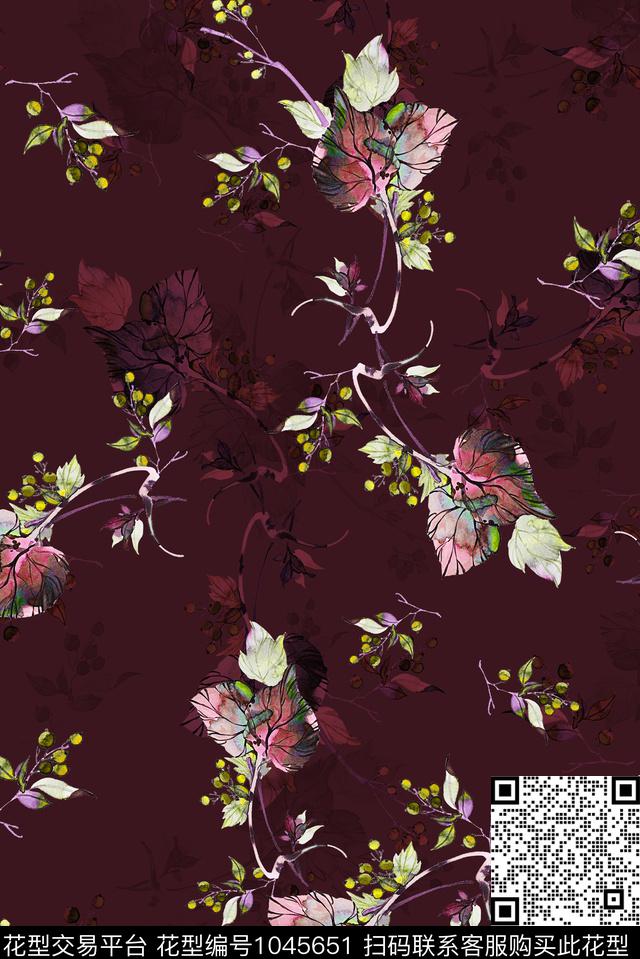 花卉水彩花卉手绘花卉数码印花华亿平台下载（图片编号: 1045651） - 瓦栏（Walan）