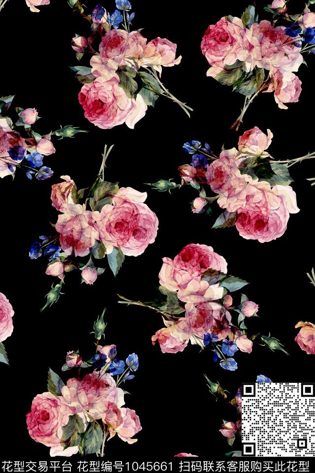 数码华亿平台水彩花卉女装数码印花华亿平台下载（图片编号: 1045661） - 瓦栏（Walan）