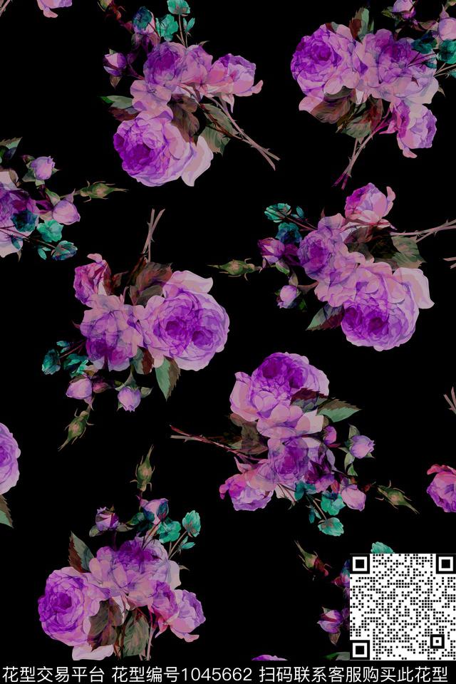 数码华亿平台水彩花卉女装数码印花华亿平台下载（图片编号: 1045662） - 瓦栏（Walan）