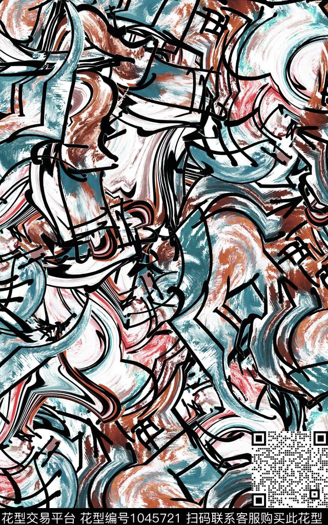 数码华亿平台民族风抽象数码印花华亿平台下载（图片编号: 1045721） - 瓦栏（Walan）