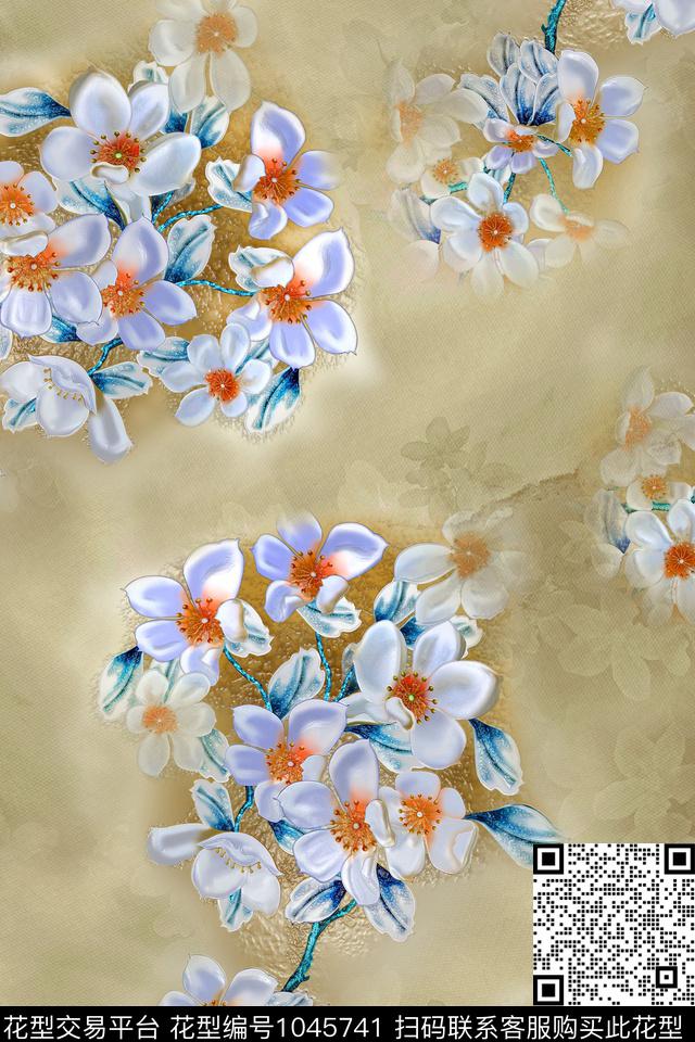 花卉中国风雕刻数码印花华亿平台下载（图片编号: 1045741） - 瓦栏（Walan）