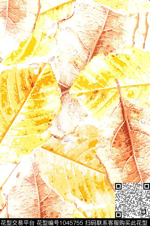 肌理女装绿植树叶数码印花华亿平台下载（图片编号: 1045755） - 瓦栏（Walan）