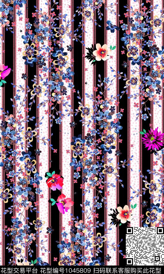 抽象花卉小碎花春夏华亿平台数码印花华亿平台下载（图片编号: 1045809） - 瓦栏（Walan）