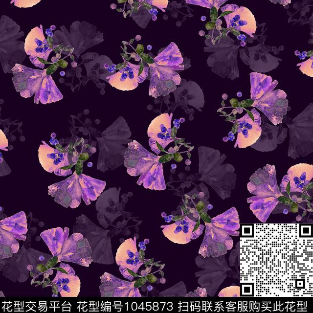 满天星数码华亿平台黑底花卉数码印花华亿平台下载（图片编号: 1045873） - 瓦栏（Walan）