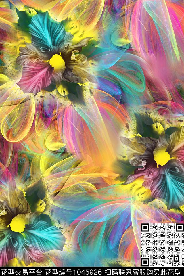 分形抽象花卉数码印花华亿平台下载（图片编号: 1045926） - 瓦栏（Walan）