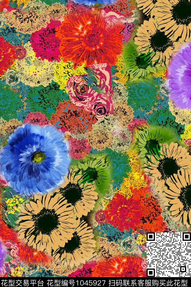 肌理花卉油画华亿平台数码印花华亿平台下载（图片编号: 1045927） - 瓦栏（Walan）