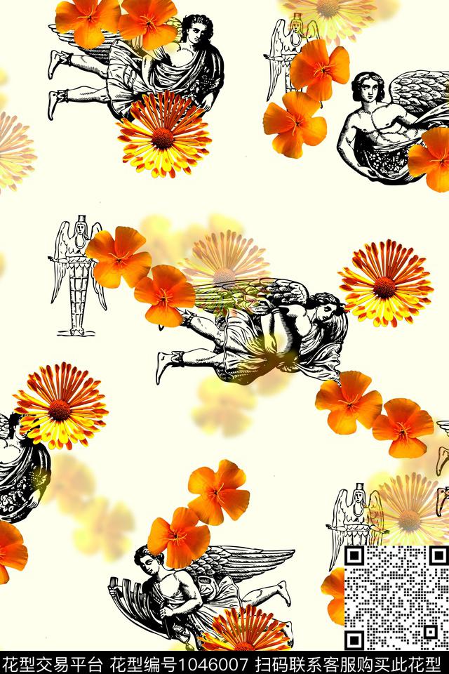 卡通趣味花卉数码印花华亿平台下载（图片编号: 1046007） - 瓦栏（Walan）