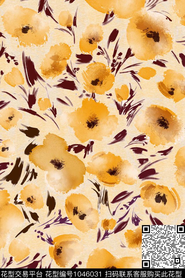 植物手绘花卉花卉数码印花华亿平台下载（图片编号: 1046031） - 瓦栏（Walan）