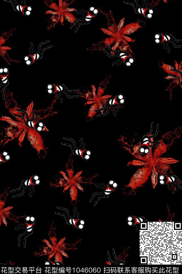 卡通趣味花卉数码印花华亿平台下载（图片编号: 1046060） - 瓦栏（Walan）