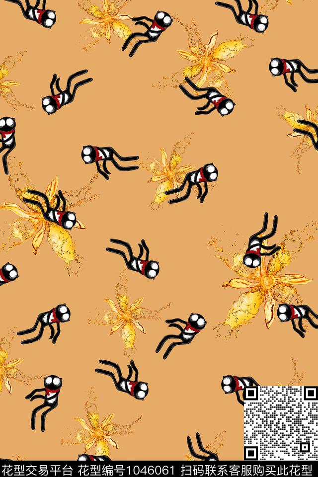 卡通趣味花卉数码印花华亿平台下载（图片编号: 1046061） - 瓦栏（Walan）