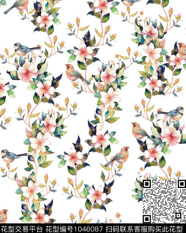 水彩花卉手绘花卉花卉数码印花华亿平台下载（图片编号: 1046087） - 瓦栏（Walan）