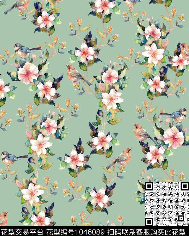 水彩花卉手绘花卉花卉数码印花华亿平台下载（图片编号: 1046089） - 瓦栏（Walan）