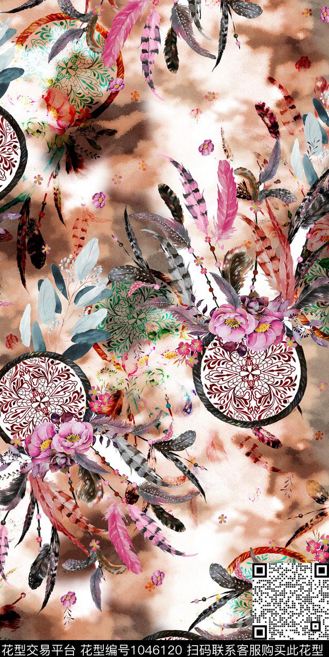大花水彩花卉花卉数码印花华亿平台下载（图片编号: 1046120） - 瓦栏（Walan）