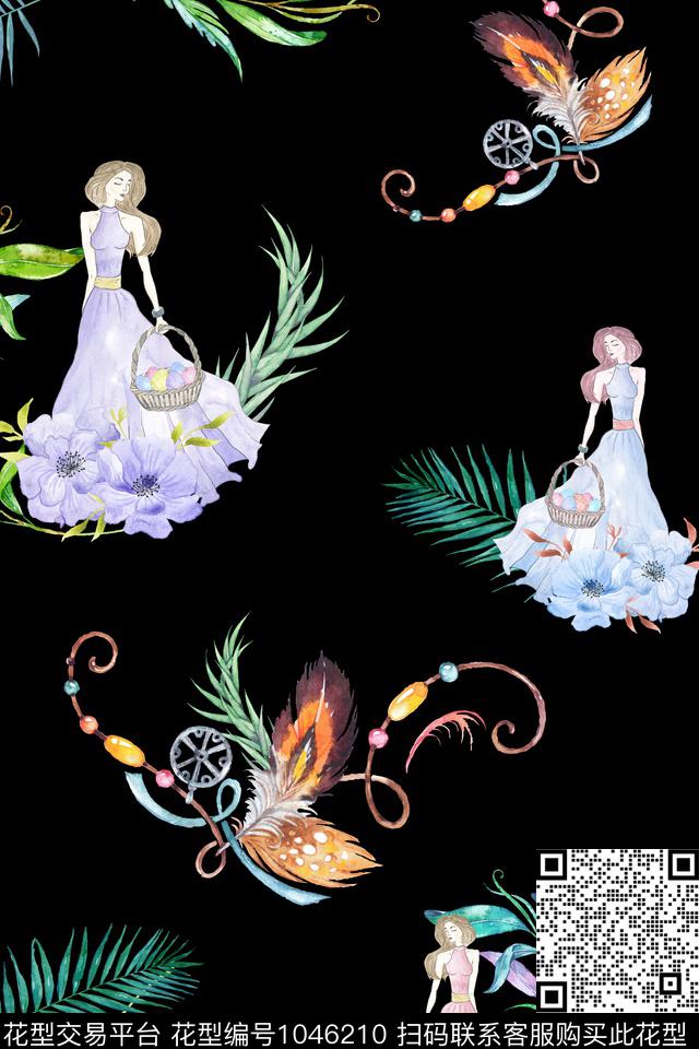 民族风花卉女装数码印花华亿平台下载（图片编号: 1046210） - 瓦栏（Walan）