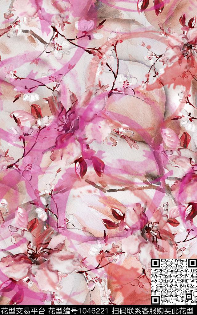 数码华亿平台抽象兰花数码印花华亿平台下载（图片编号: 1046221） - 瓦栏（Walan）