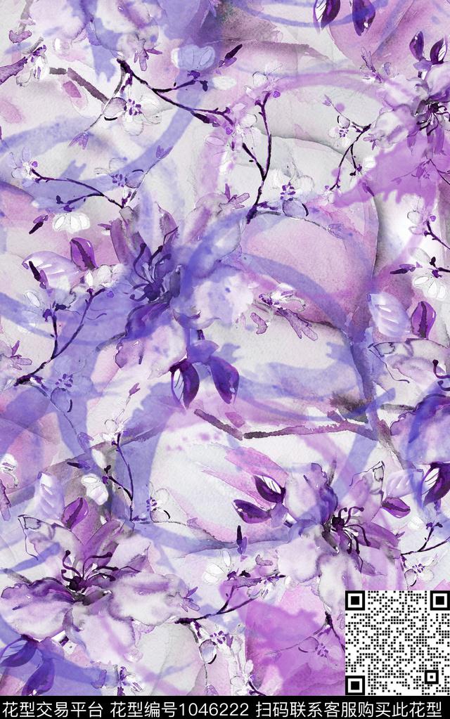 数码华亿平台抽象兰花数码印花华亿平台下载（图片编号: 1046222） - 瓦栏（Walan）