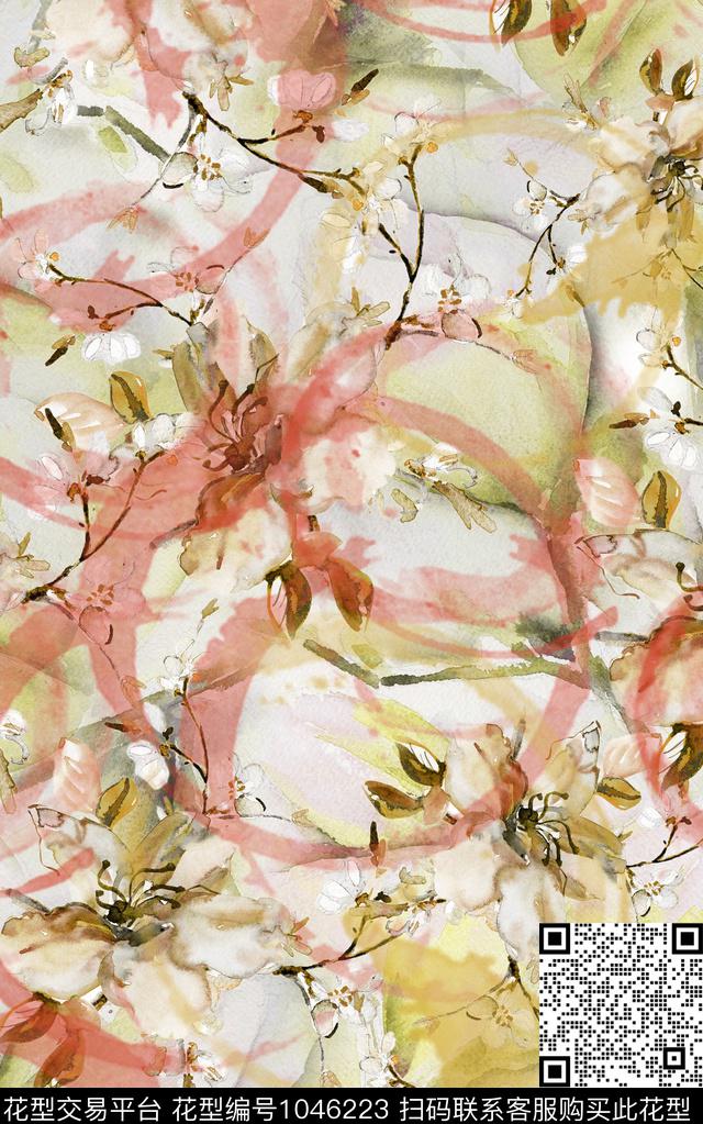 数码华亿平台抽象兰花数码印花华亿平台下载（图片编号: 1046223） - 瓦栏（Walan）