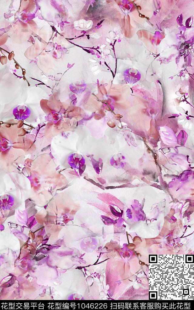 数码华亿平台抽象花卉数码印花华亿平台下载（图片编号: 1046226） - 瓦栏（Walan）