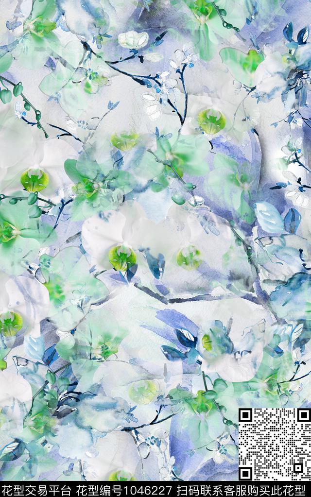 数码华亿平台抽象花卉数码印花华亿平台下载（图片编号: 1046227） - 瓦栏（Walan）