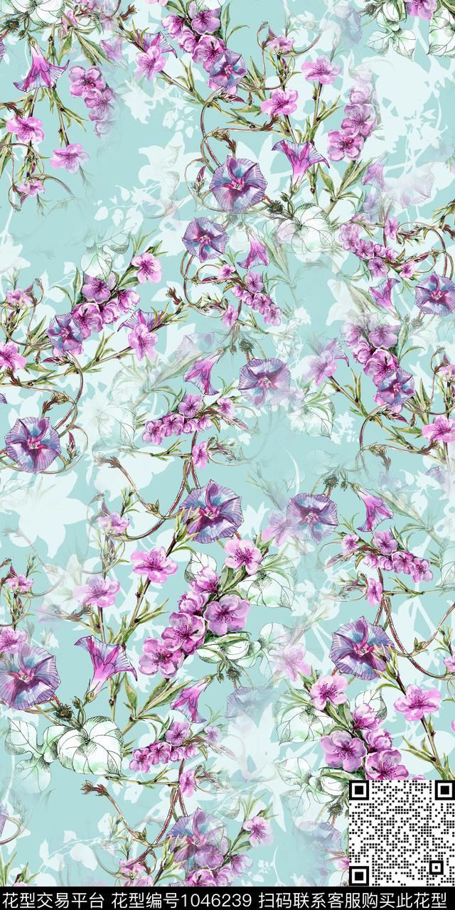 数码华亿平台花卉桃花数码印花华亿平台下载（图片编号: 1046239） - 瓦栏（Walan）