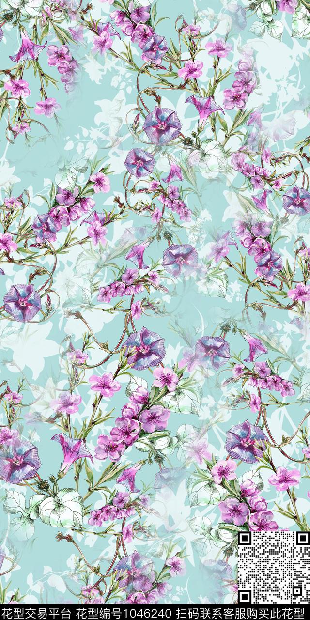 数码华亿平台花卉桃花数码印花华亿平台下载（图片编号: 1046240） - 瓦栏（Walan）