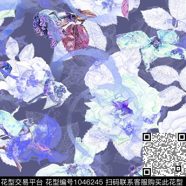 数码华亿平台花卉大牌风数码印花华亿平台下载（图片编号: 1046245） - 瓦栏（Walan）