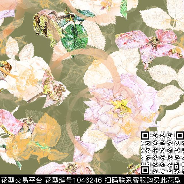 数码华亿平台花卉大牌风数码印花华亿平台下载（图片编号: 1046246） - 瓦栏（Walan）