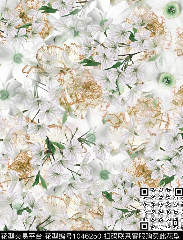 数码华亿平台小碎花花卉数码印花华亿平台下载（图片编号: 1046250） - 瓦栏（Walan）