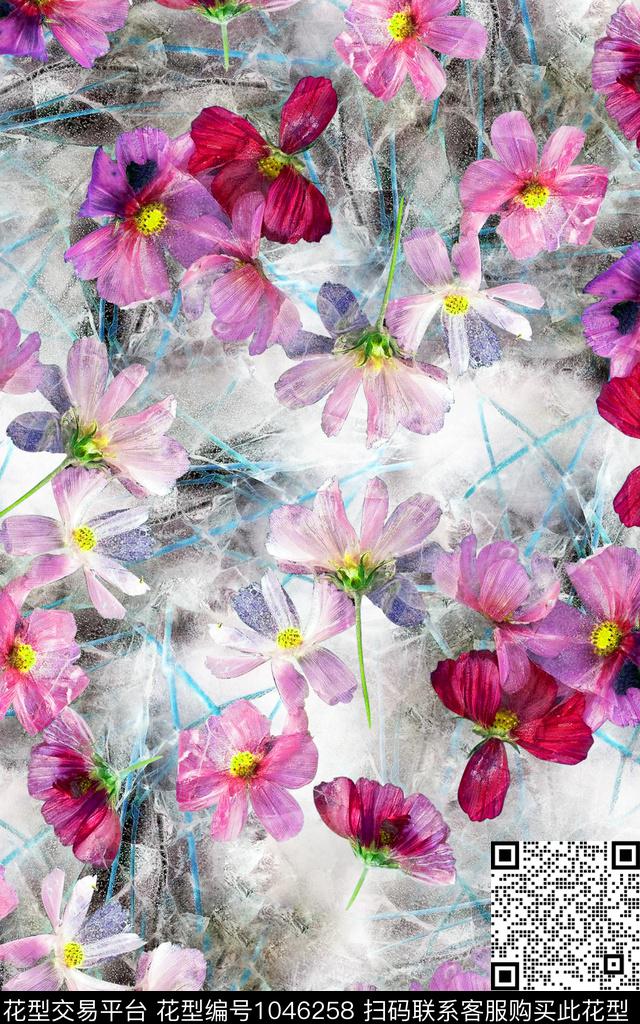 小碎花植物写意数码印花华亿平台下载（图片编号: 1046258） - 瓦栏（Walan）