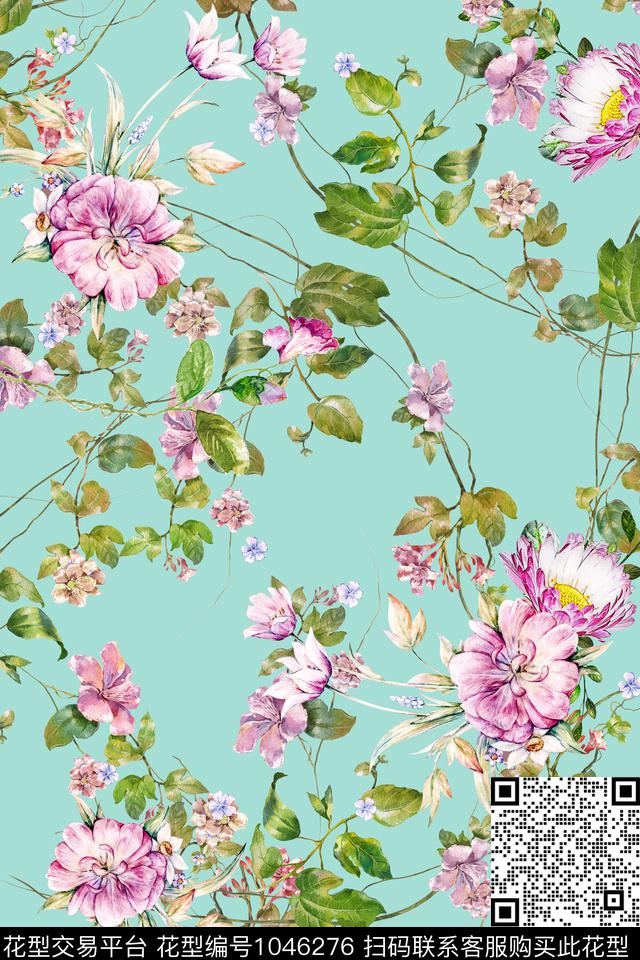 数码华亿平台彩底花卉小碎花数码印花华亿平台下载（图片编号: 1046276） - 瓦栏（Walan）