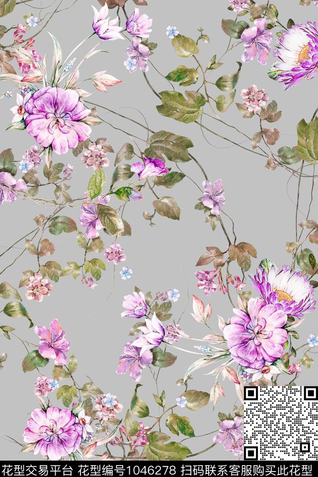 数码华亿平台彩底花卉小碎花数码印花华亿平台下载（图片编号: 1046278） - 瓦栏（Walan）