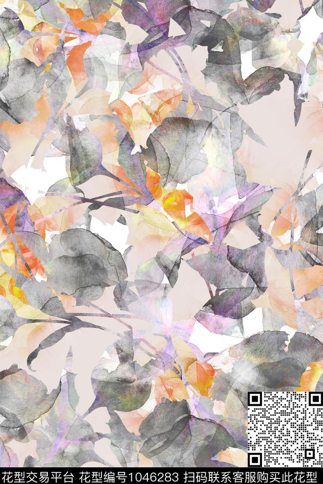 数码华亿平台抽象花卉花卉数码印花华亿平台下载（图片编号: 1046283） - 瓦栏（Walan）