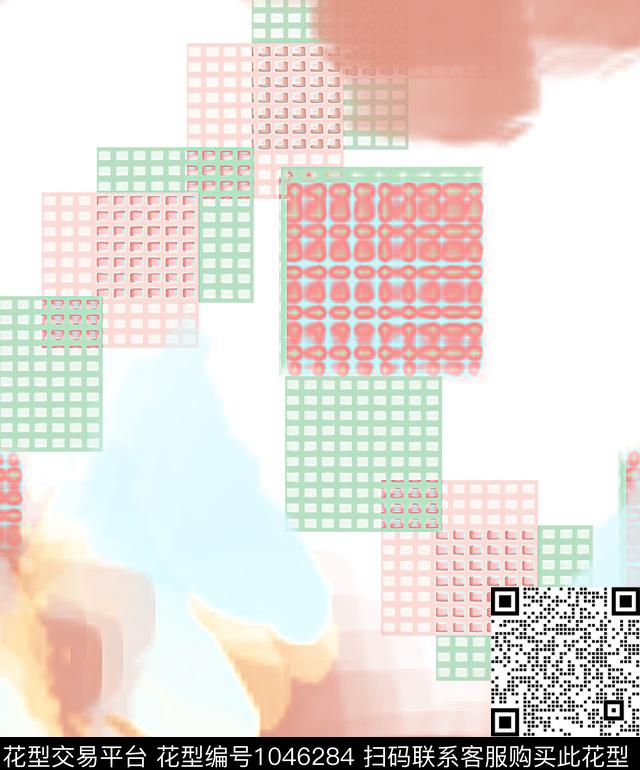 抽象几何混合拼接数码印花华亿平台下载（图片编号: 1046284） - 瓦栏（Walan）