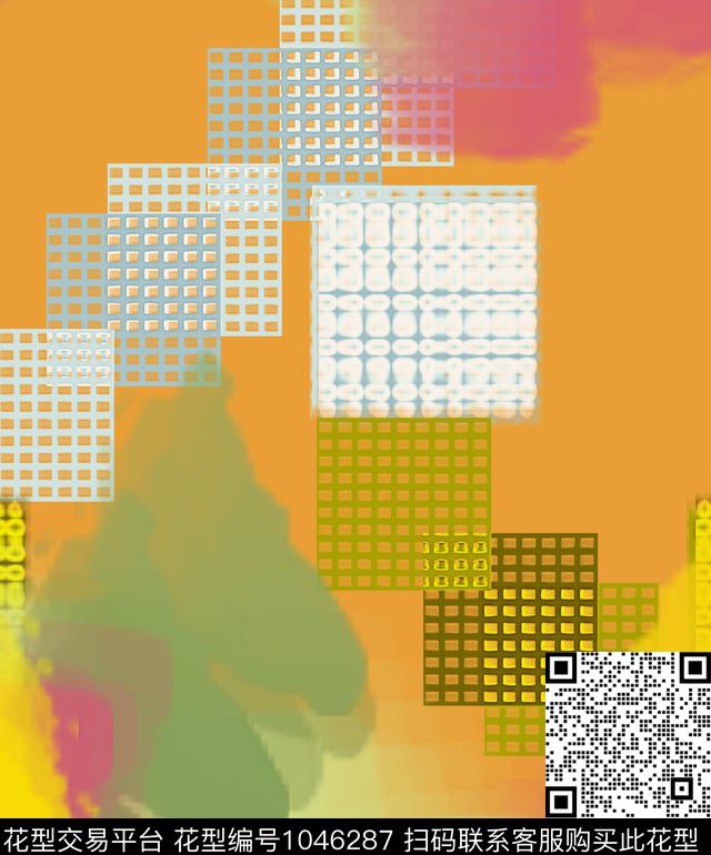 抽象几何混合拼接数码印花华亿平台下载（图片编号: 1046287） - 瓦栏（Walan）