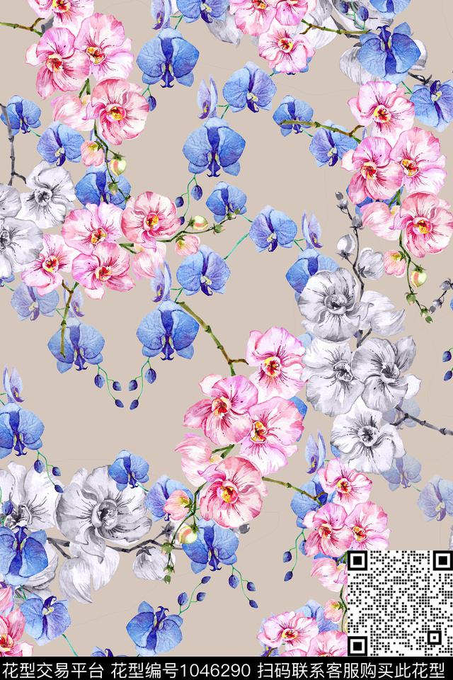 小碎花花卉彩地花卉数码印花华亿平台下载（图片编号: 1046290） - 瓦栏（Walan）