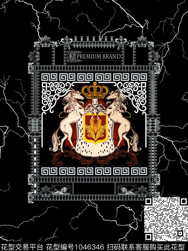 闪电古典花纹欧式定位花数码印花华亿平台下载（图片编号: 1046346） - 瓦栏（Walan）